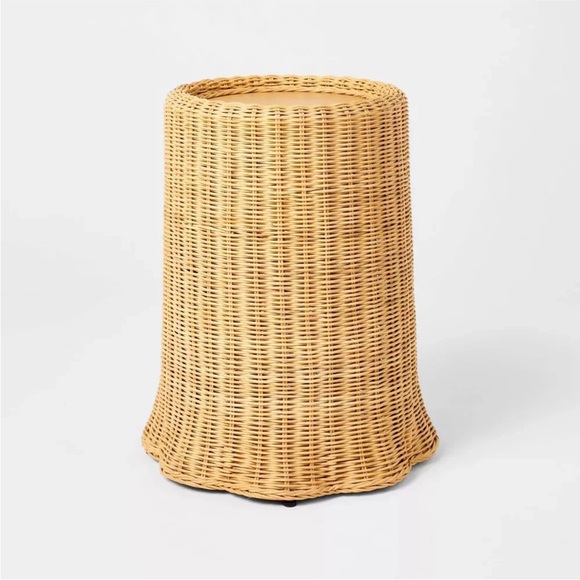 Studio McGee Scalloped Rattan Accent Table Fully Assembled